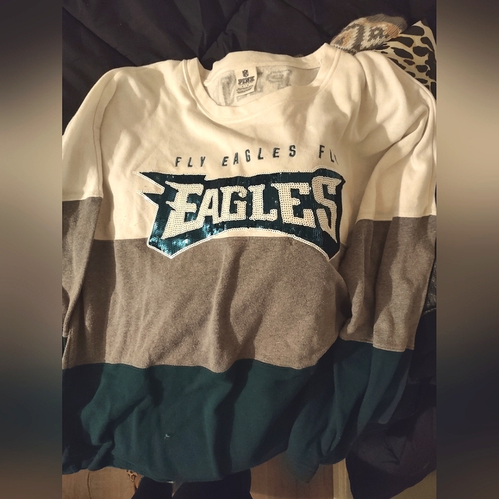 Large Victoria Secret PINK NFL Eagles sweatshirt sweater